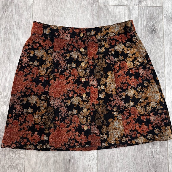 Velvet Brocade Button Up Mini Skirt - Picture 1 of 2